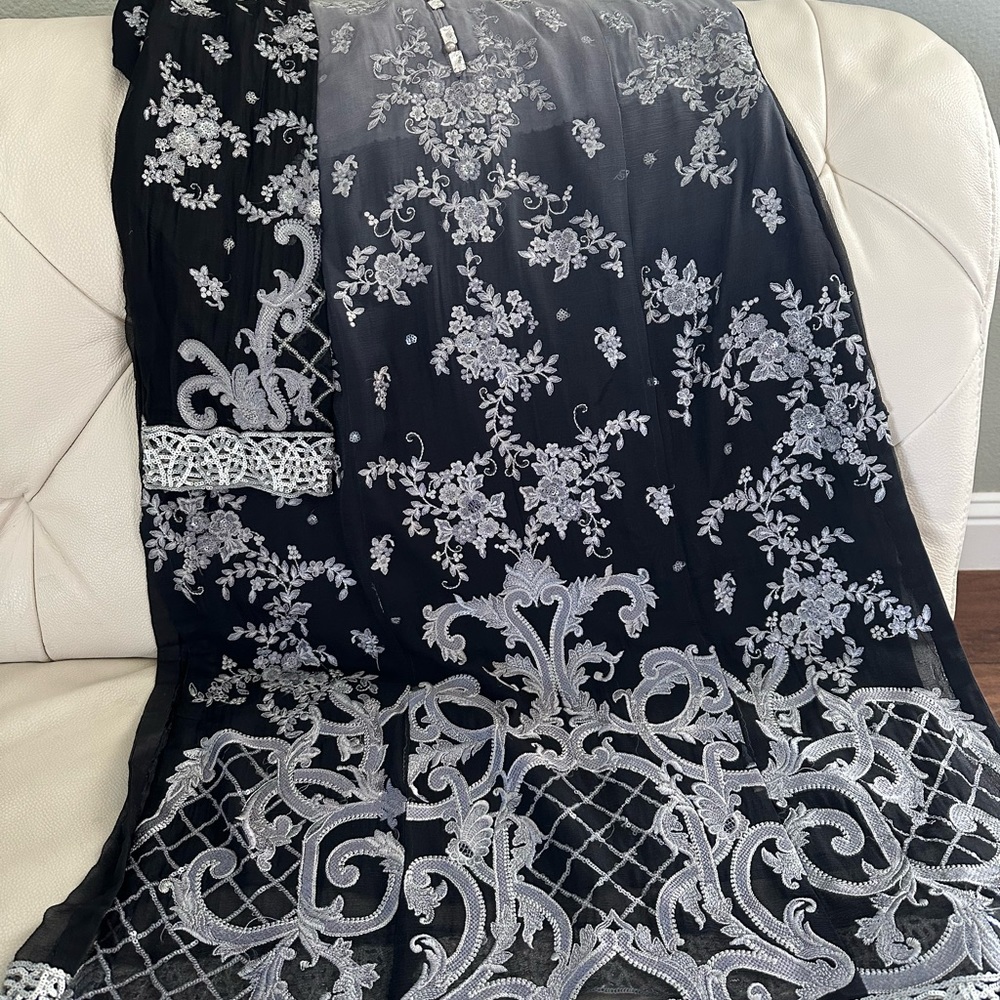Original Maria B chiffon embroidered 3pc kurta kameez Pakistani outfit